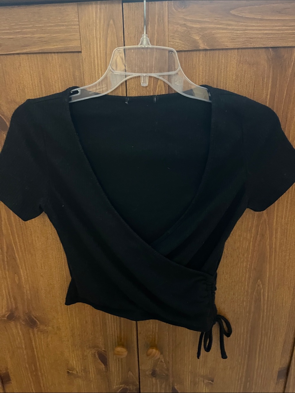Black Wrap-Style Women's Top